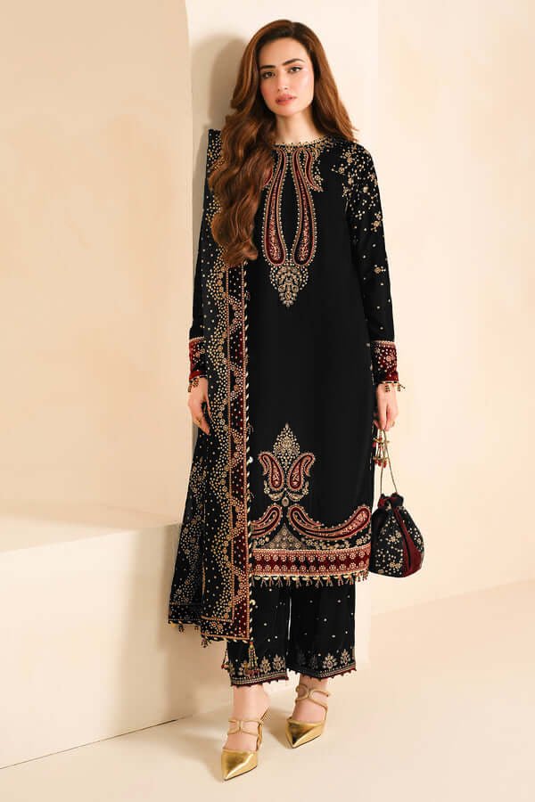 3PC EMBROIDERED MICRO 9000 VELVET DRESS - RO - 573 - Rangoli Store