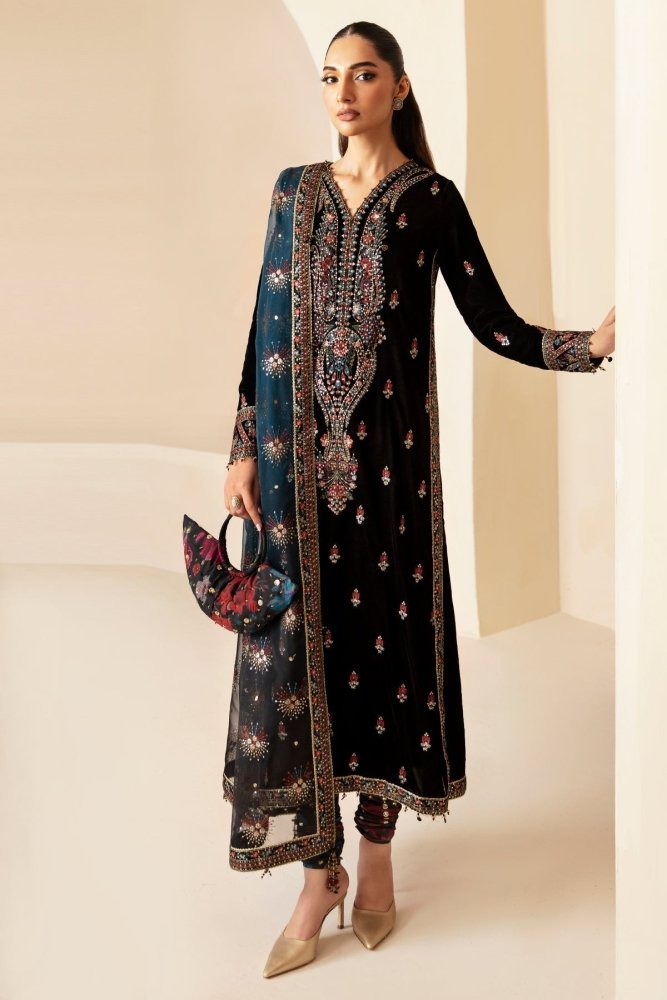 3PC EMBROIDERED MICRO 9000 VELVET DRESS - RO - 621 - Rangoli Store