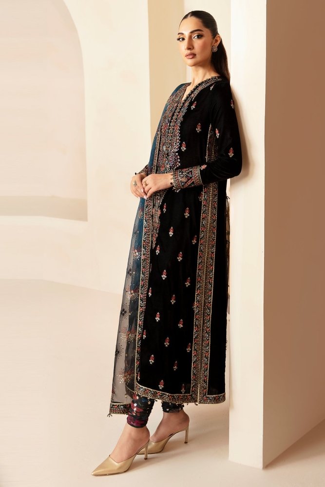 3PC EMBROIDERED MICRO 9000 VELVET DRESS - RO - 621 - Rangoli Store