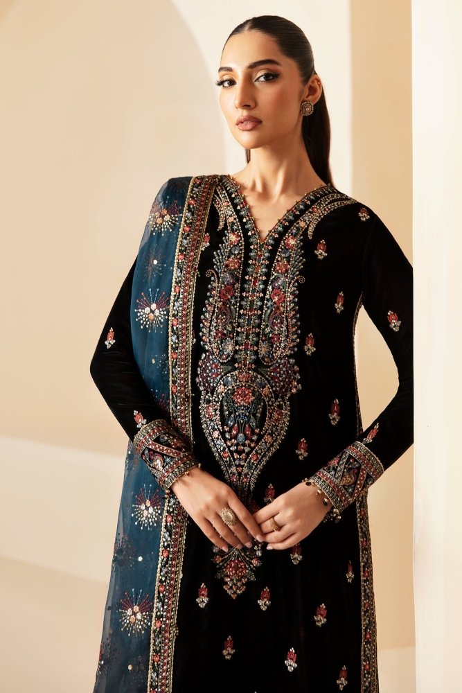 3PC EMBROIDERED MICRO 9000 VELVET DRESS - RO - 621 - Rangoli Store