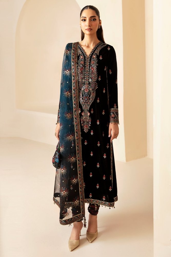 3PC EMBROIDERED MICRO 9000 VELVET DRESS - RO - 621 - Rangoli Store