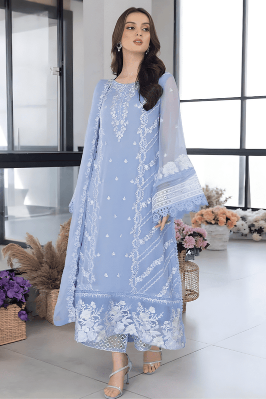 3PC EMBROIDERED ORGANZA SUIT - SR - 683 - Rangoli Store