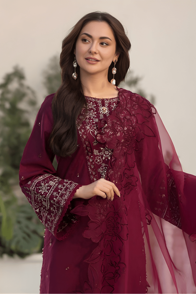 3PC SEQUENCE EMBROIDED LAWN SUIT SR - 496 - Rangoli Store