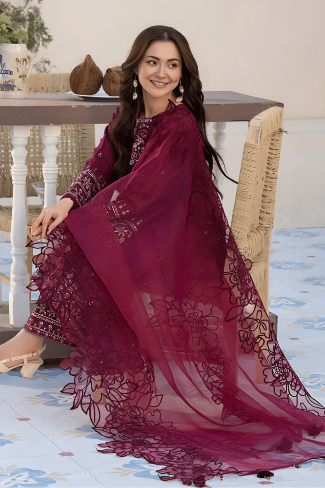 3PC SEQUENCE EMBROIDED LAWN SUIT SR - 496 - Rangoli Store