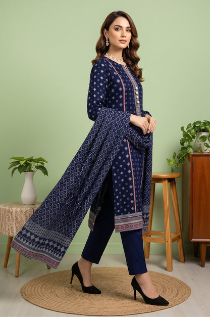 3PC PRINTED LAWN SUIT SR-136