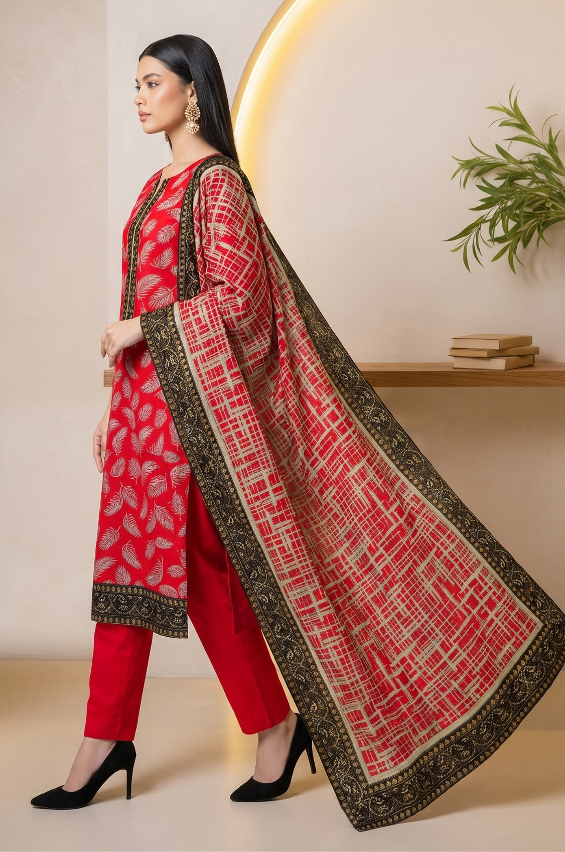 3PC PRINTED LAWN SUIT SR-141