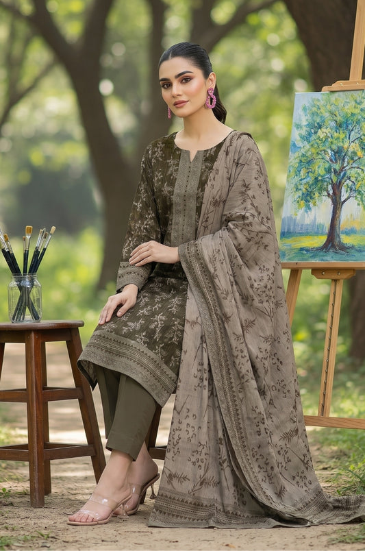 3PC PRINTED LAWN SUIT SR-143