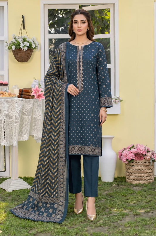 3PC PRINTED LAWN SUIT SR-142