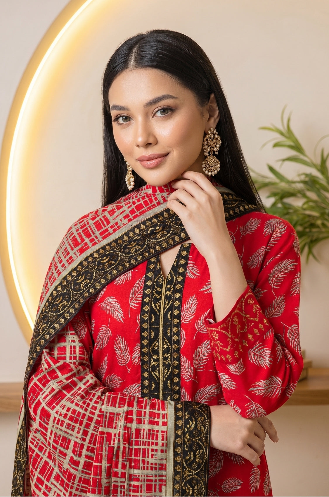 3PC PRINTED LAWN SUIT SR-141