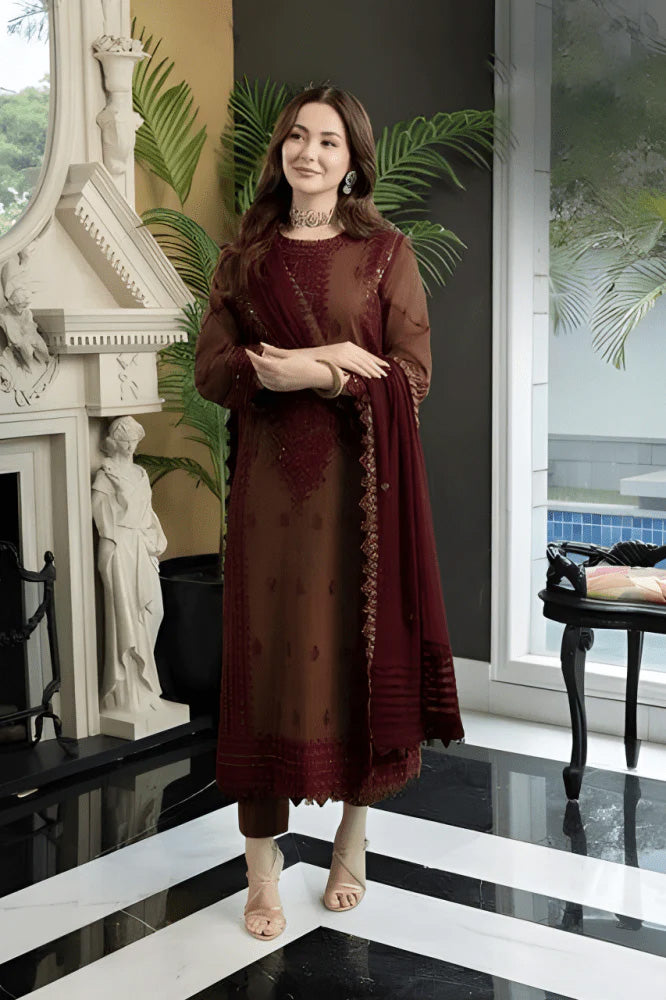3PC EMBROIDERED LAWN SUIT - SR-168