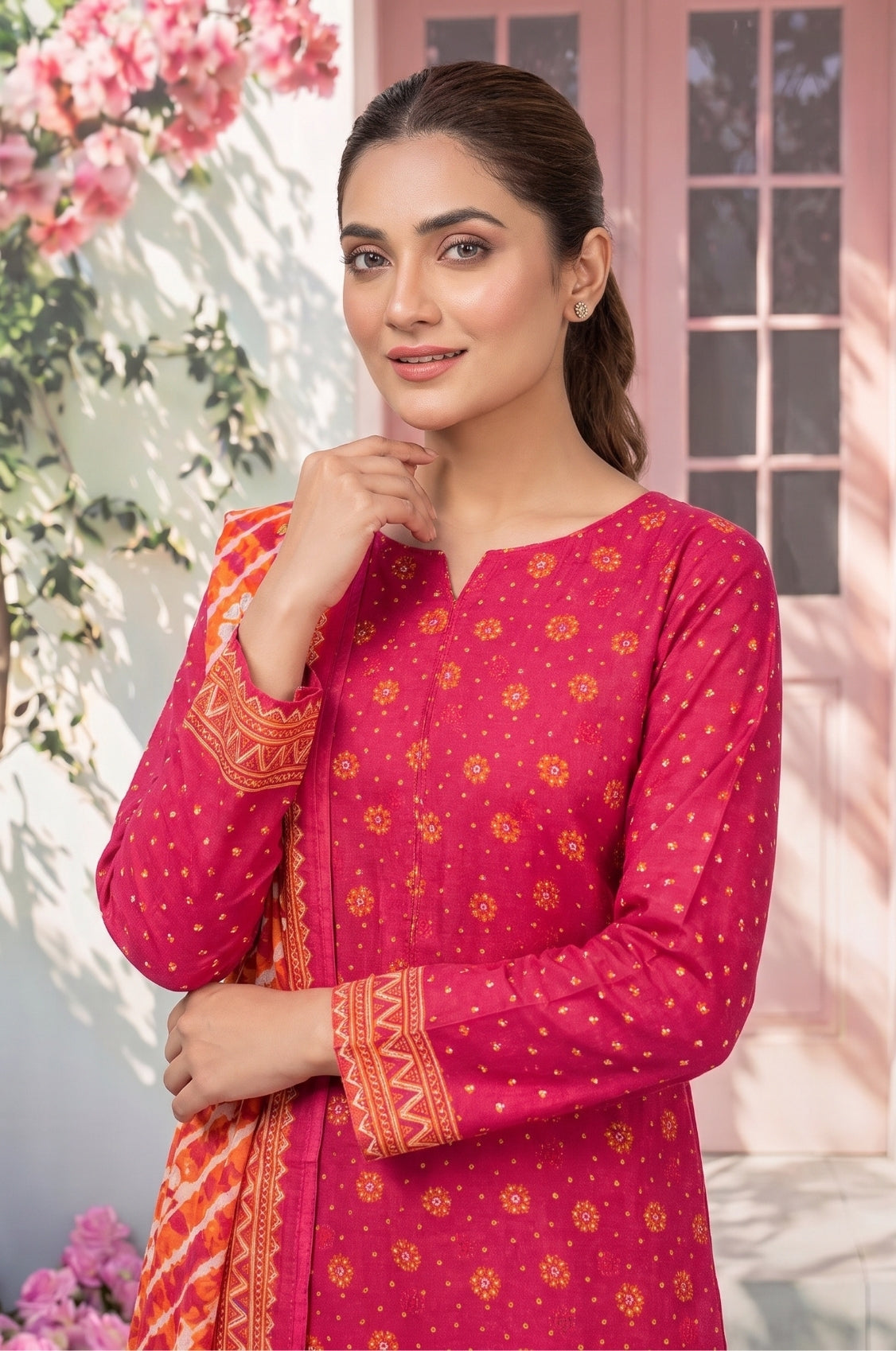 3PC PRINTED LAWN SUIT SR-146