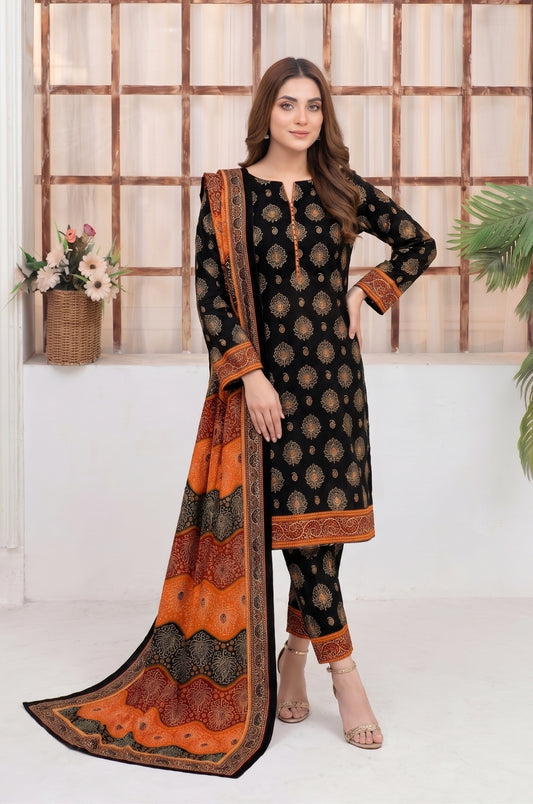 3PC PRINTED LAWN SUIT SR-140