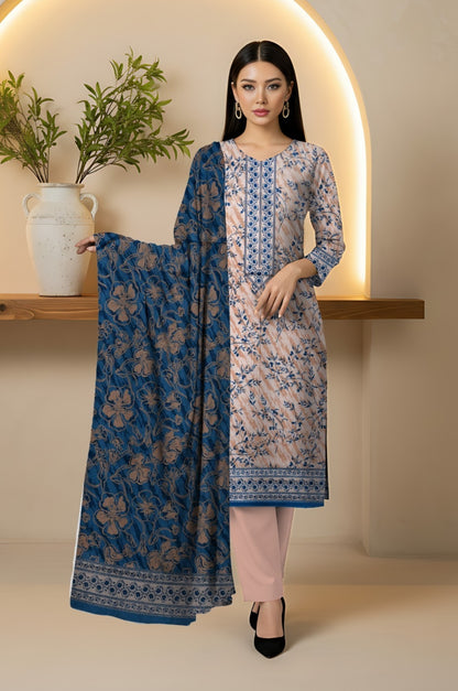 3PC PRINTED LAWN SUIT SR-138