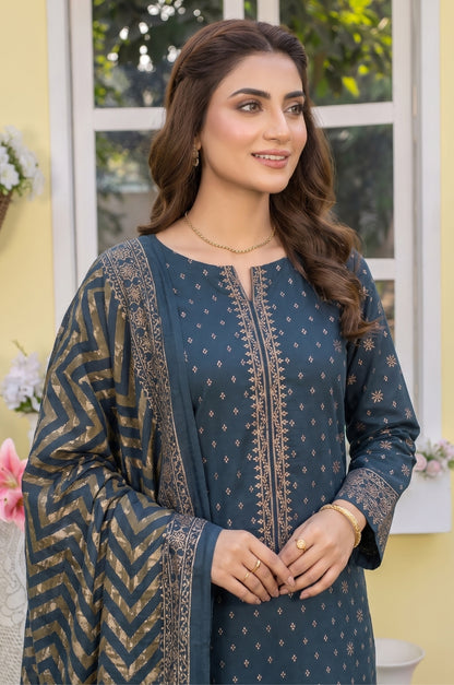 3PC PRINTED LAWN SUIT SR-142