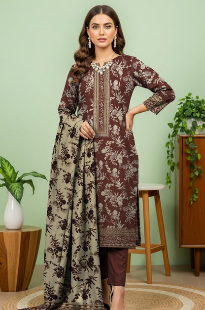 3PC PRINTED LAWN SUIT SR-144