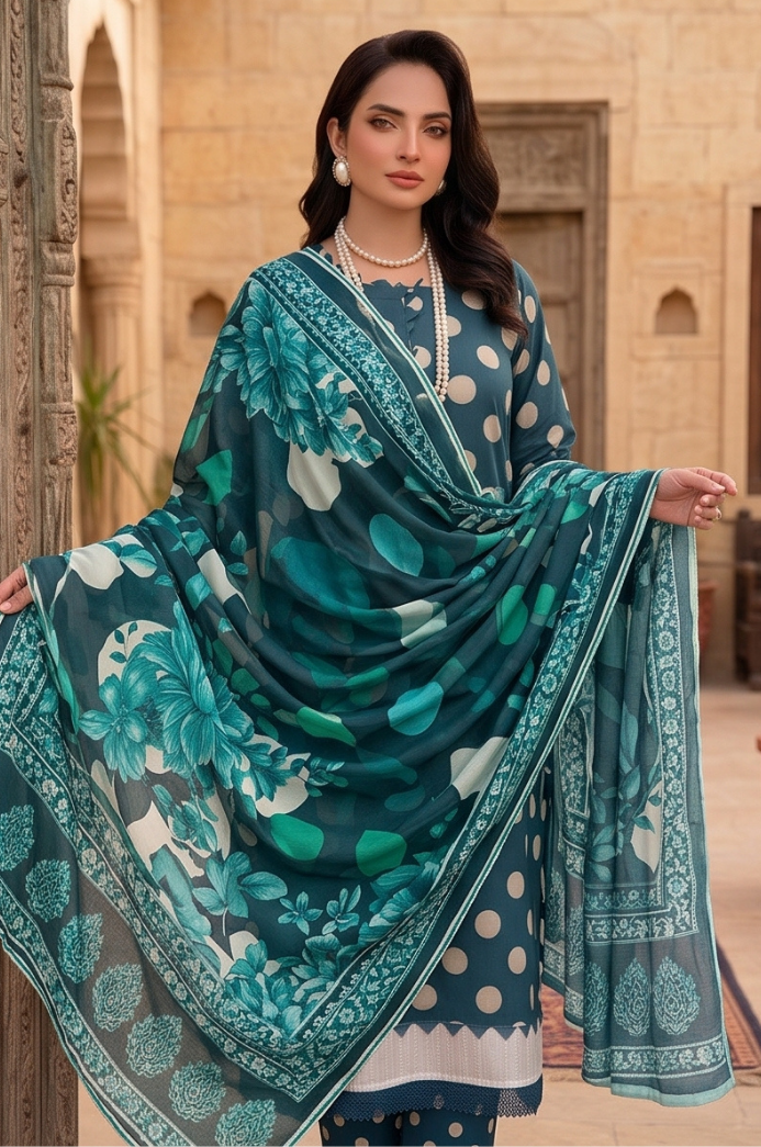 3PC PRINTED LAWN SUIT SR-118