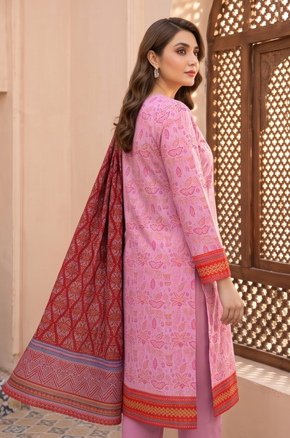 3PC PRINTED LAWN SUIT SR-108