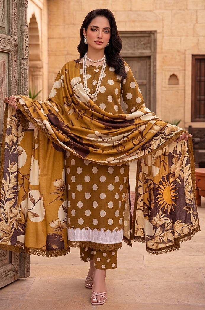 3PC PRINTED LAWN SUIT SR-120