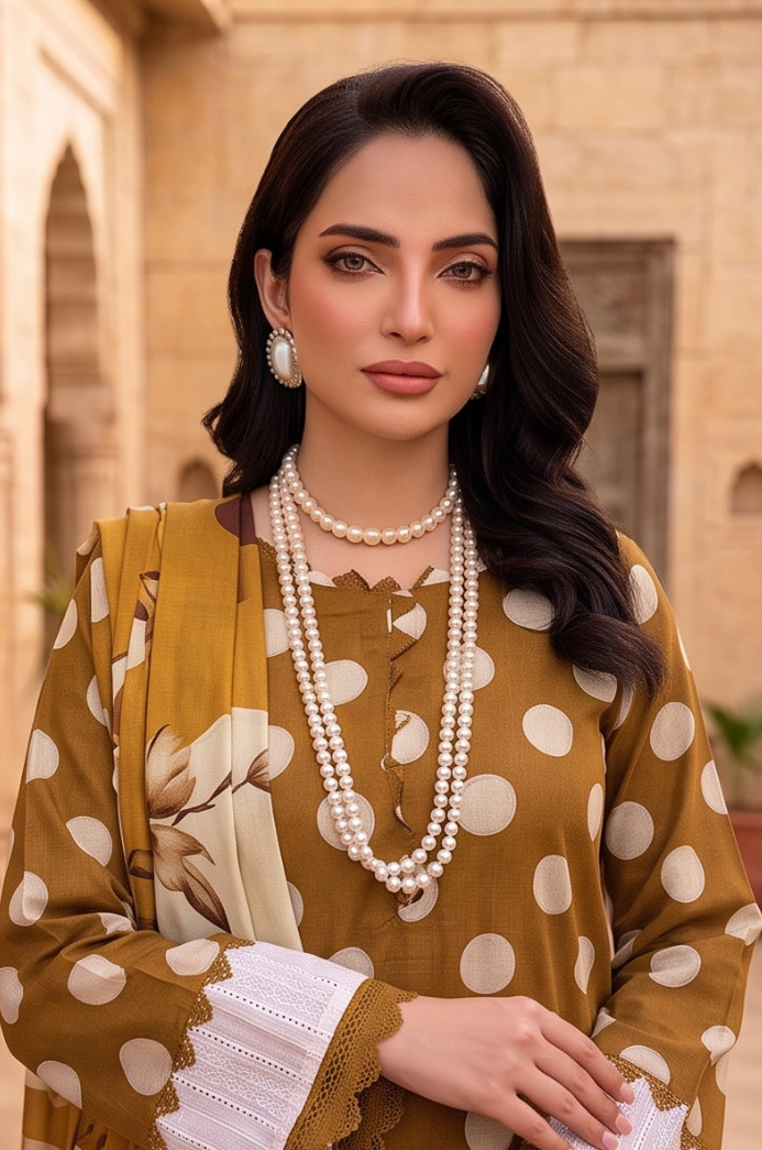 3PC PRINTED LAWN SUIT SR-120