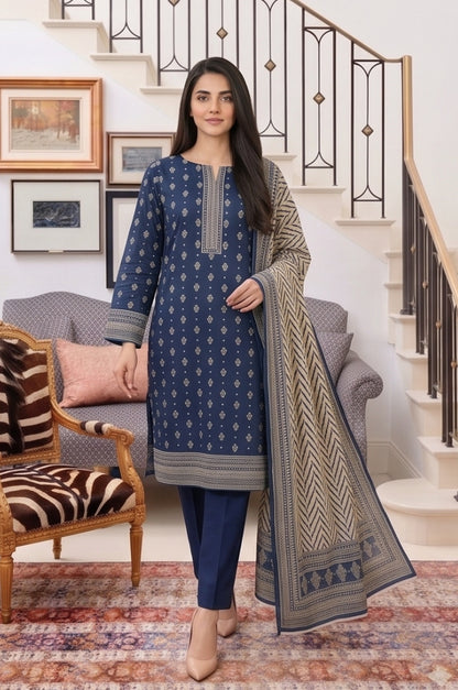 3PC PRINTED LAWN SUIT SR-115