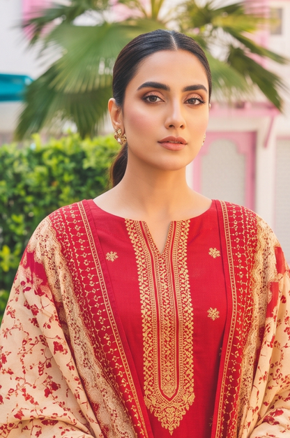 3PC PRINTED LAWN SUIT SR-131
