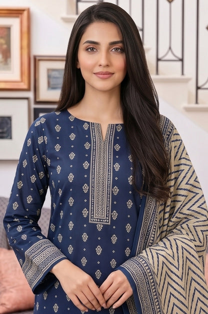3PC PRINTED LAWN SUIT SR-115