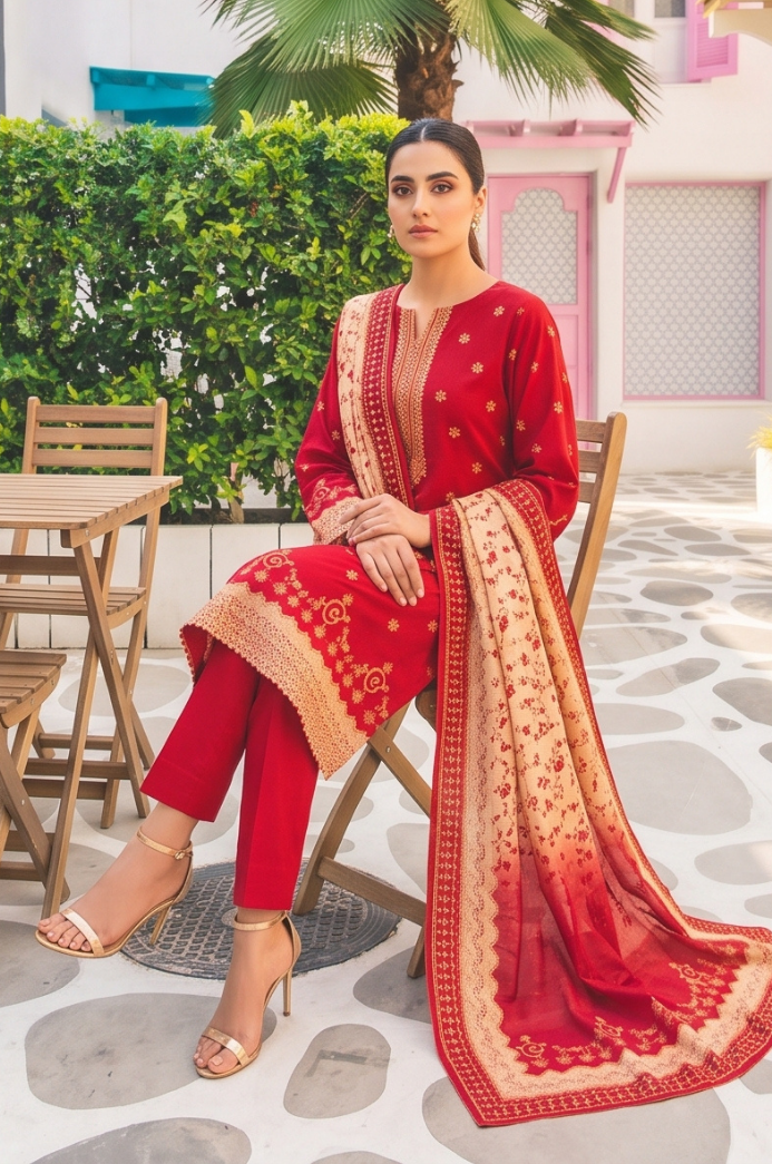 3PC PRINTED LAWN SUIT SR-131