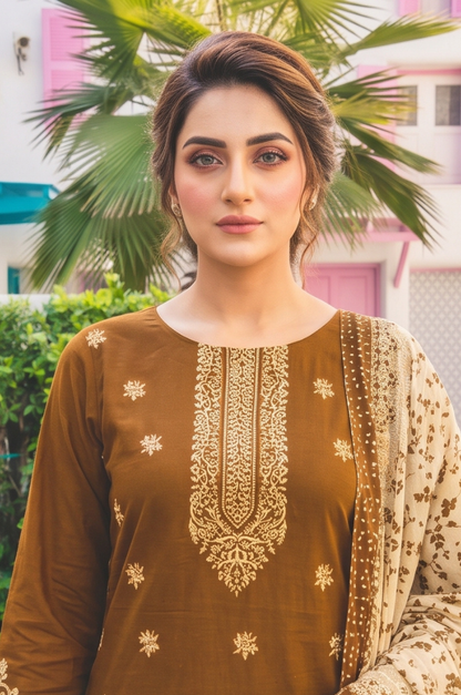 3PC PRINTED LAWN SUIT SR-130