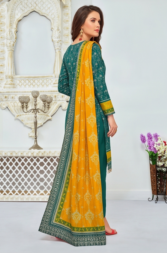 3PC PRINTED LAWN SUIT SR-104