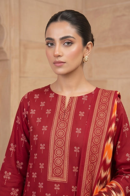 3PC PRINTED LAWN SUIT SR-109