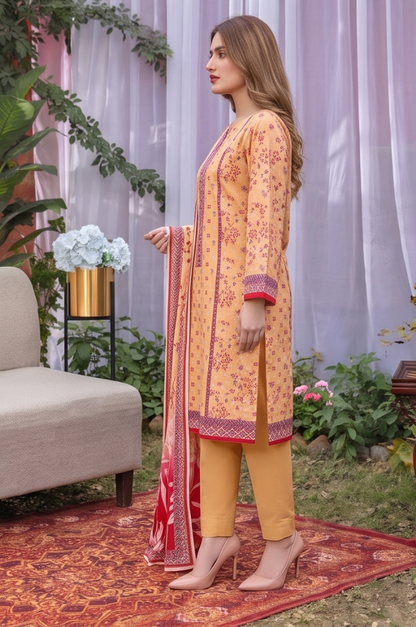 3PC PRINTED LAWN SUIT SR-126