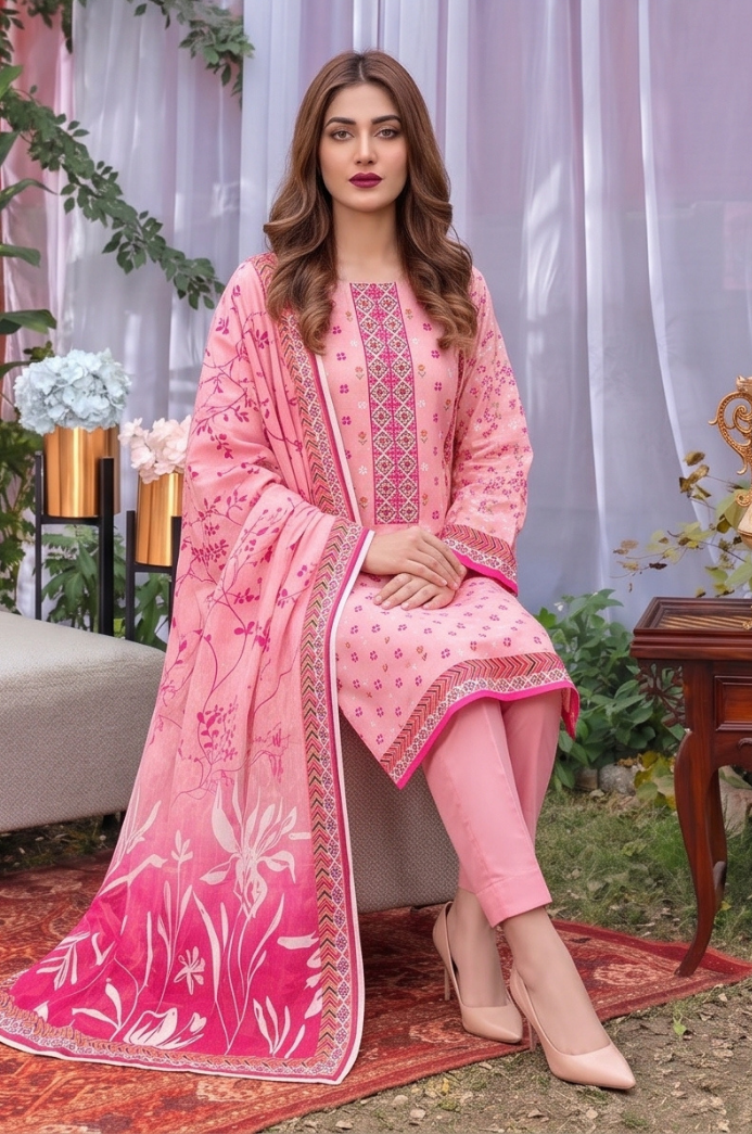 3PC PRINTED LAWN SUIT SR-125