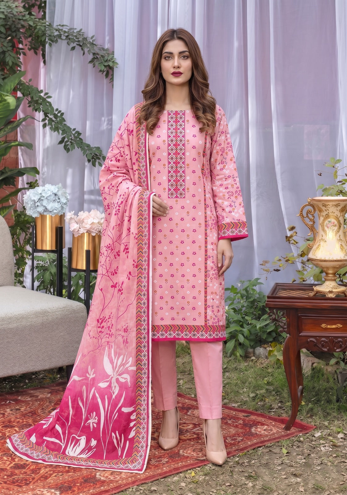3PC PRINTED LAWN SUIT SR-125