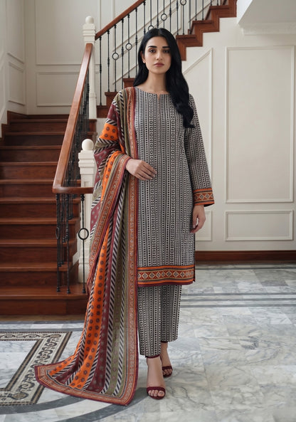 3PC PRINTED LAWN SUIT SR-106