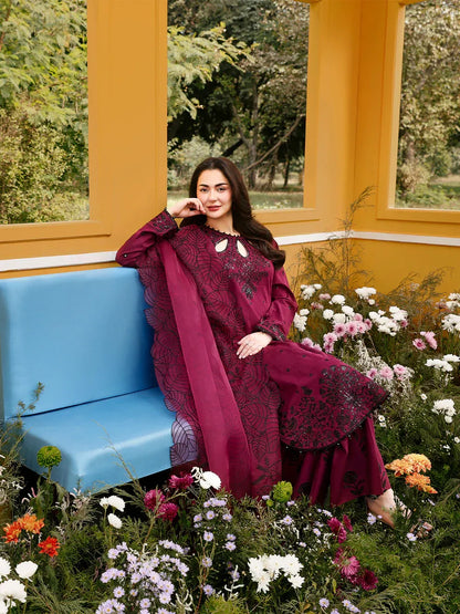 3PC EMBROIDERED LAWN SUIT - SR-736