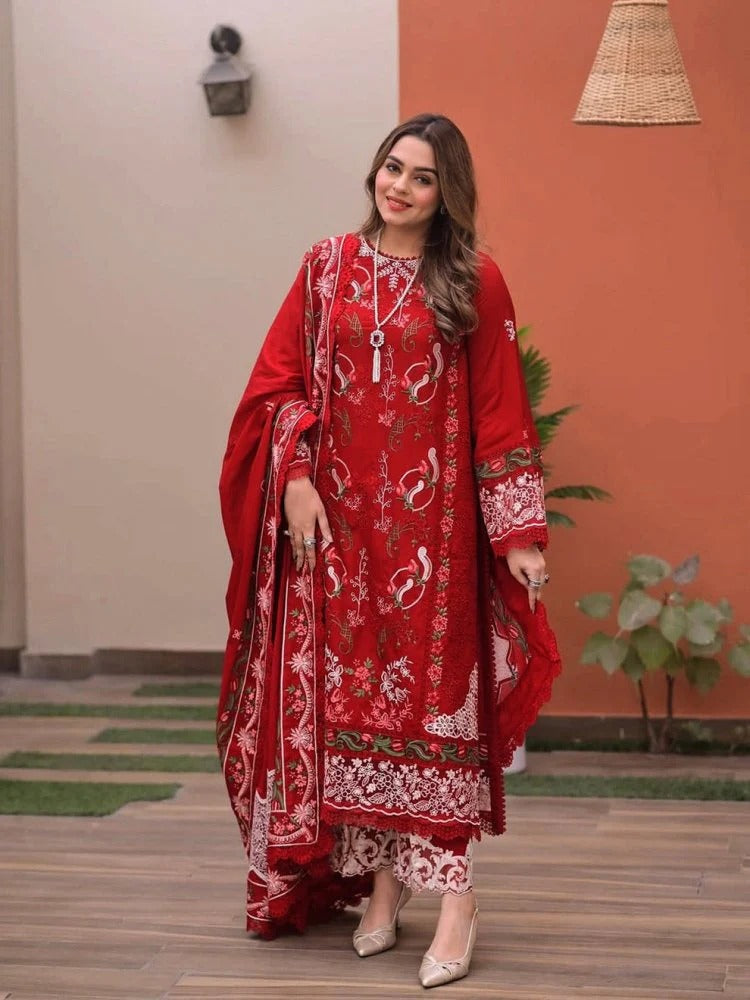 3PC EMBROIDED LAWN SUIT SR - 742