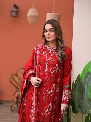 3PC EMBROIDED LAWN SUIT SR - 742