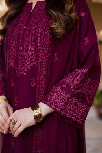 3PC EMBROIDERED LAWN SUIT - SR-758