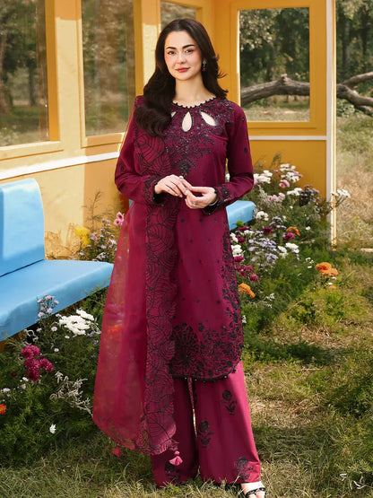 3PC EMBROIDERED LAWN SUIT - SR-736